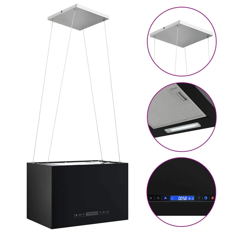 vidaXL piekarams tvaika nosūcējs, skārienjutīgs LCD, 55 cm, tērauds