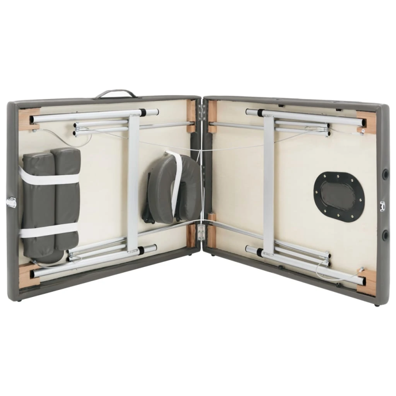 vidaXL masāžas galds, 2 daļas, 186x68 cm, alumīnija rāmis, pelēks