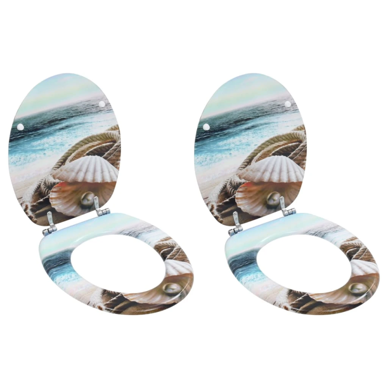 vidaXL tualetes poda sēdekļi ar vāku, 2 gab., MDF, gliemenes dizains