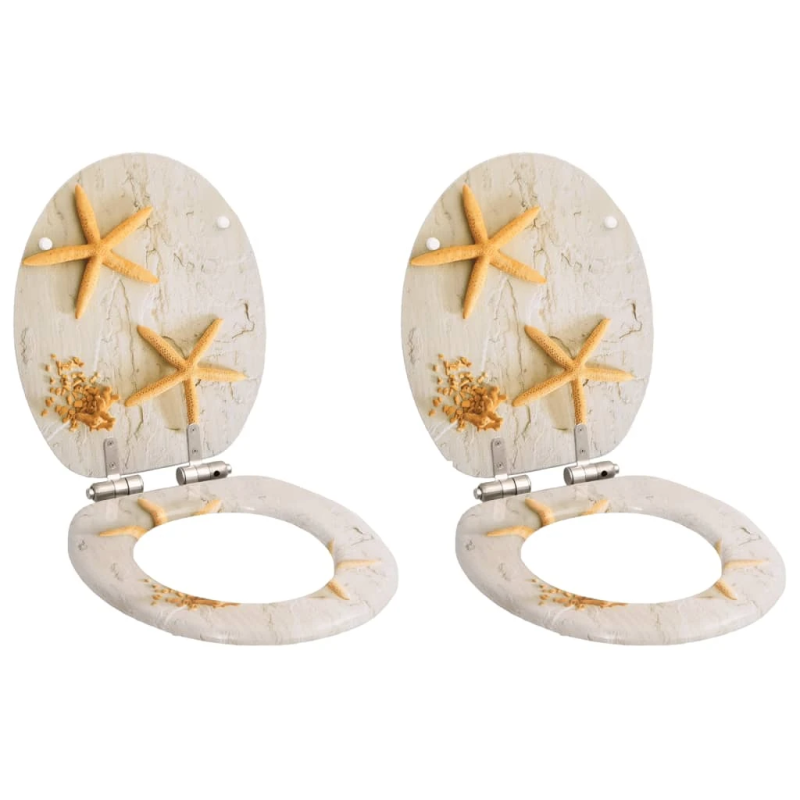 vidaXL tualetes poda sēdekļi, lēni aizverami, 2 gb., jūraszvaigznes