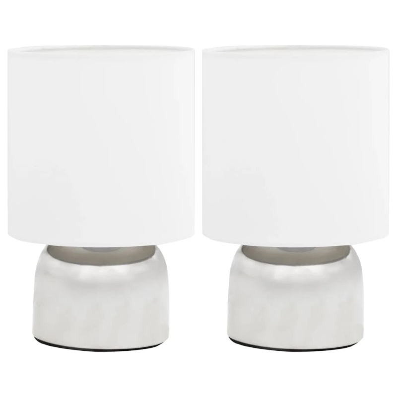 vidaXL galda lampas, 2 gab., skārienjūtīga poga, baltas, E14