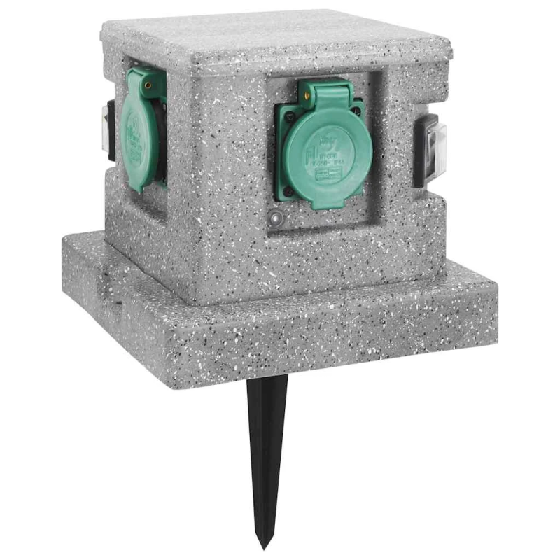 vidaXL dārza strāvas sadalītājs ar krēslas sensoru, plastmasa