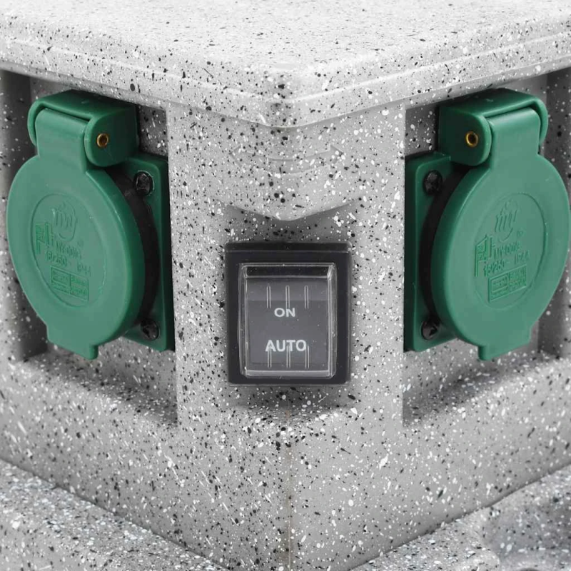 vidaXL dārza strāvas sadalītājs ar krēslas sensoru, plastmasa