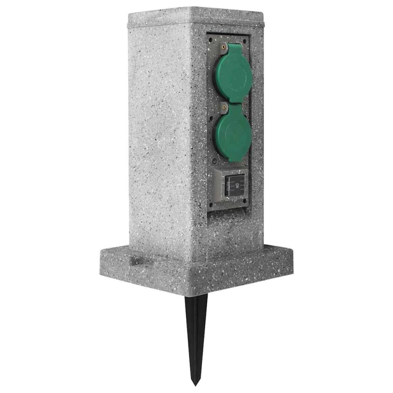 vidaXL dārza strāvas sadalītājs ar krēslas sensoru, plastmasa