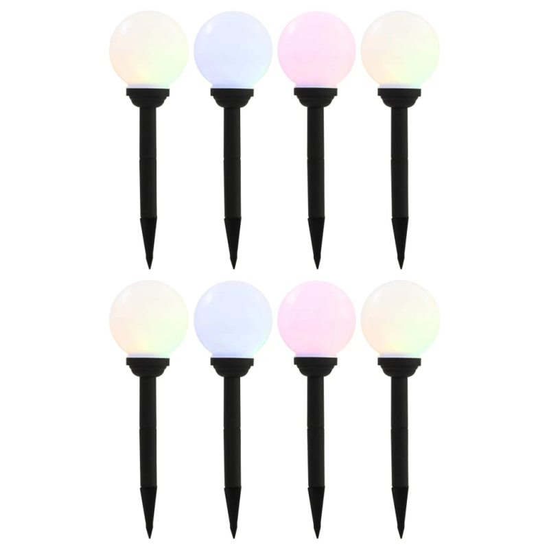 vidaXL āra solārās lampas, 8 gab., LED, sfēriskas, 15 cm, RGB