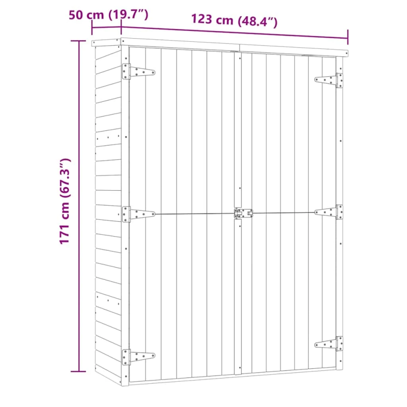 vidaXL dārza šķūnis, 123x50x171 cm, impregnēts priedes koks