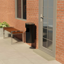 vidaXL sienas atkritumu tvertne ar pelnu trauku, 26 L, tērauds, melna