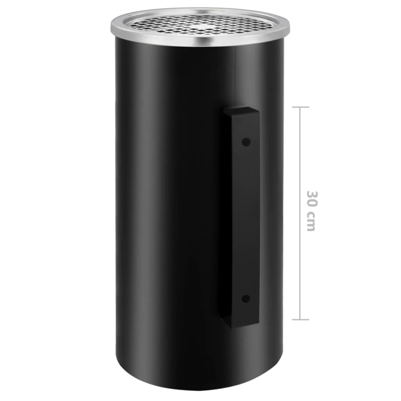 vidaXL sienas atkritumu tvertne ar pelnu trauku, 26 L, tērauds, melna