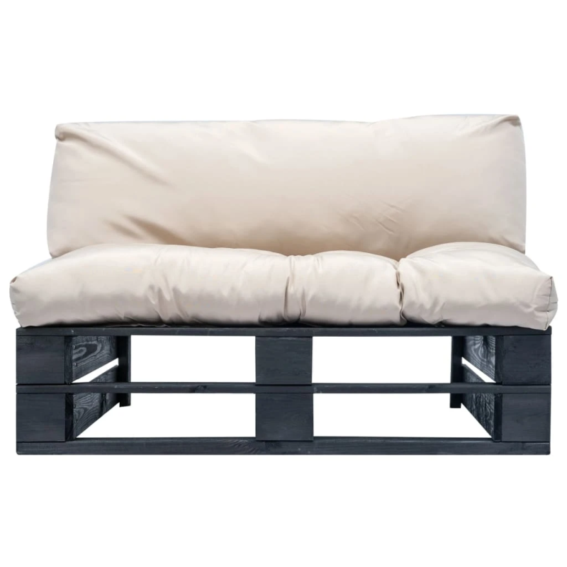 vidaXL dārza palešu dīvāns ar smilškrāsas matračiem, priedes koks