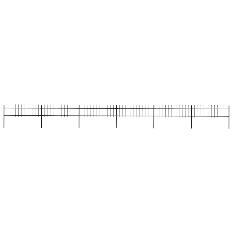 vidaXL dārza žogs ar šķēpu galiem, tērauds, 1070x60 cm, melns