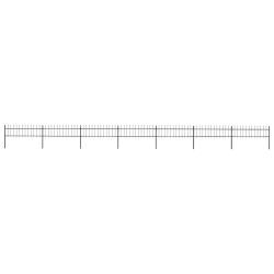 vidaXL dārza žogs ar šķēpu galiem, tērauds, 1248x60 cm, melns