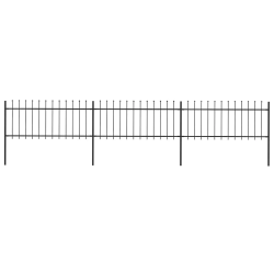 vidaXL dārza žogs ar šķēpu galiem, tērauds, 537x80 cm, melns