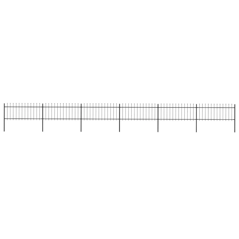 vidaXL dārza žogs ar šķēpu galiem, tērauds, 1070x80 cm, melns