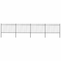 vidaXL dārza žogs ar šķēpu galiem, tērauds, 714,5x120 cm, melns