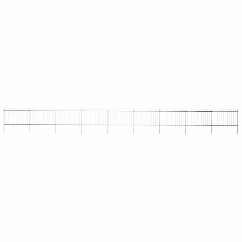vidaXL dārza žogs ar šķēpu galiem, tērauds, 1603,5x120 cm, melns