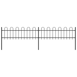 vidaXL dārza žogs ar stīpām augšpusē, tērauds, 359x60 cm, melns