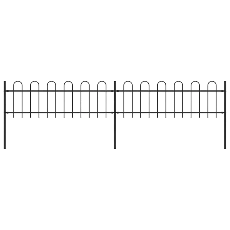 vidaXL dārza žogs ar stīpām augšpusē, tērauds, 359x60 cm, melns