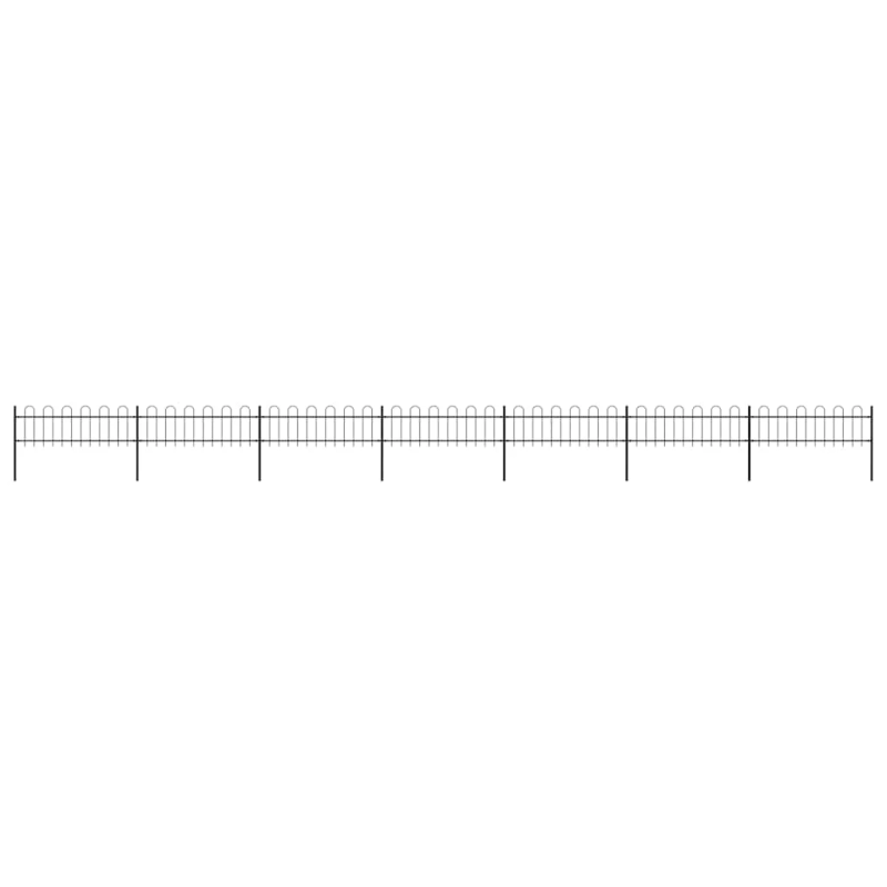 vidaXL dārza žogs ar stīpām augšpusē, tērauds, 1248x60 cm, melns