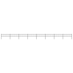 vidaXL dārza žogs ar stīpām augšpusē, tērauds, 1426x60 cm, melns