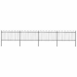 vidaXL dārza žogs ar stīpām augšpusē, tērauds, 714,5x100 cm, melns