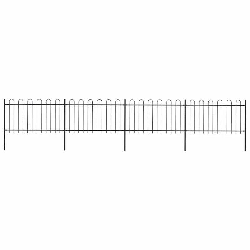 vidaXL dārza žogs ar stīpām augšpusē, tērauds, 714,5x100 cm, melns
