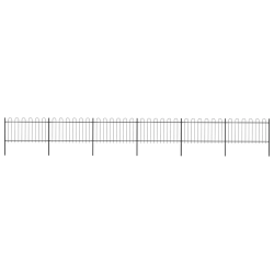 vidaXL dārza žogs ar stīpām augšpusē, tērauds, 1070x100 cm, melns