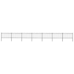 vidaXL dārza žogs ar stīpām augšpusē, tērauds, 1248x100 cm, melns