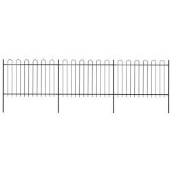 vidaXL dārza žogs ar stīpām augšpusē, tērauds, 537x120 cm, melns