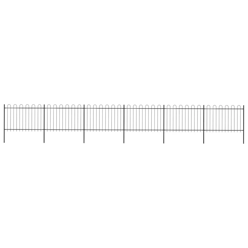 vidaXL dārza žogs ar stīpām augšpusē, tērauds, 1070x120 cm, melns