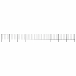 vidaXL dārza žogs ar stīpām augšpusē, tērauds, 1603,5x120 cm, melns