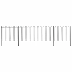 vidaXL dārza žogs ar stīpām augšpusē, tērauds, 714,5x150 cm, melns