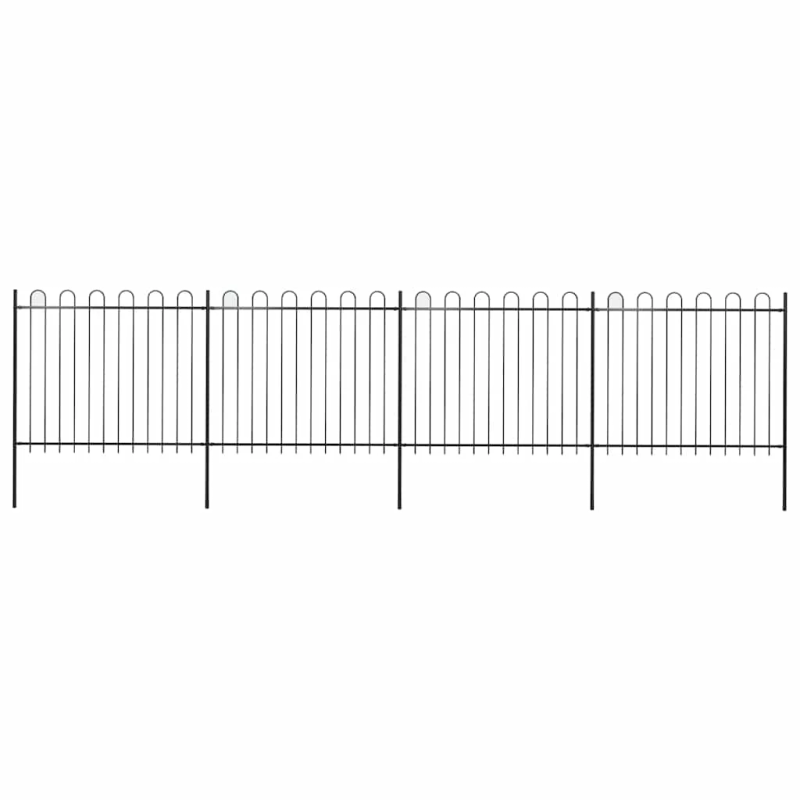 vidaXL dārza žogs ar stīpām augšpusē, tērauds, 714,5x150 cm, melns