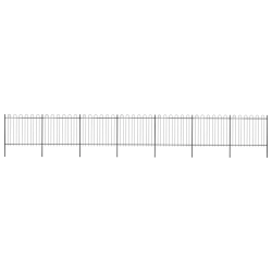 vidaXL dārza žogs ar stīpām augšpusē, tērauds, 1248x150 cm, melns