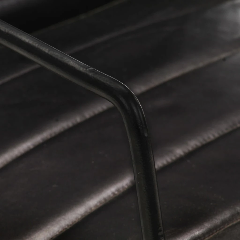 vidaXL atpūtas krēsls, melna dabīgā āda