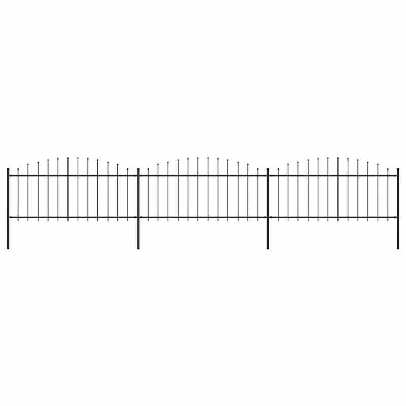 vidaXL dārza žogs ar šķēpu galiem, tērauds, 537x75 cm, melns