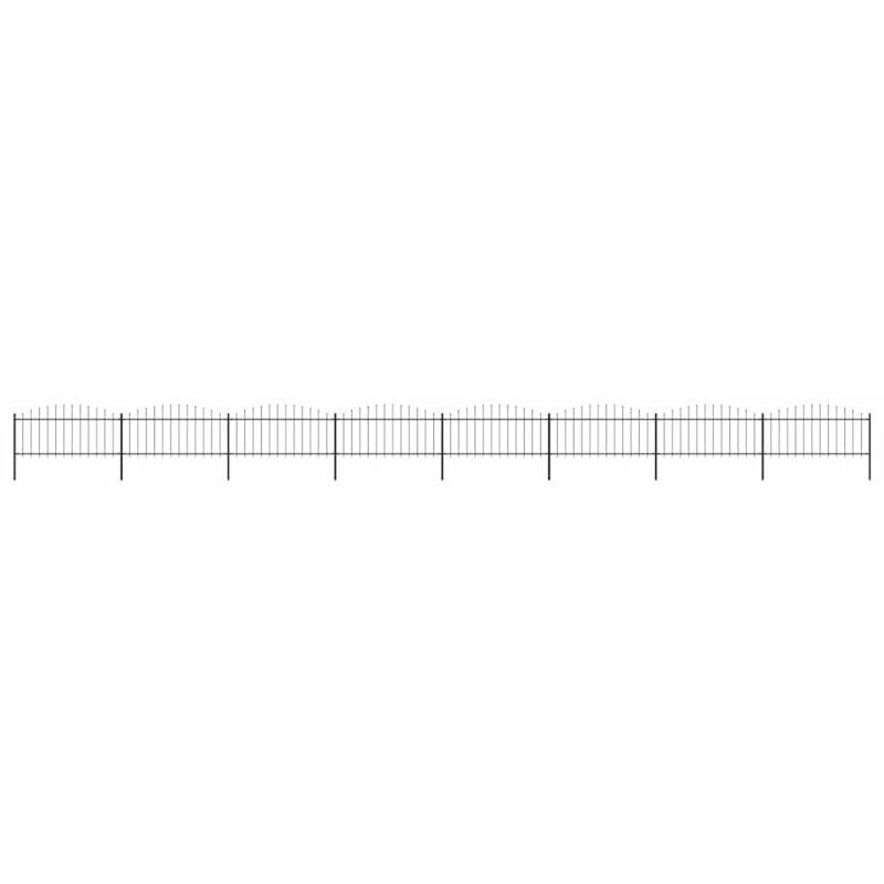 vidaXL dārza žogs ar šķēpu galiem, tērauds, 1426x75 cm, melns