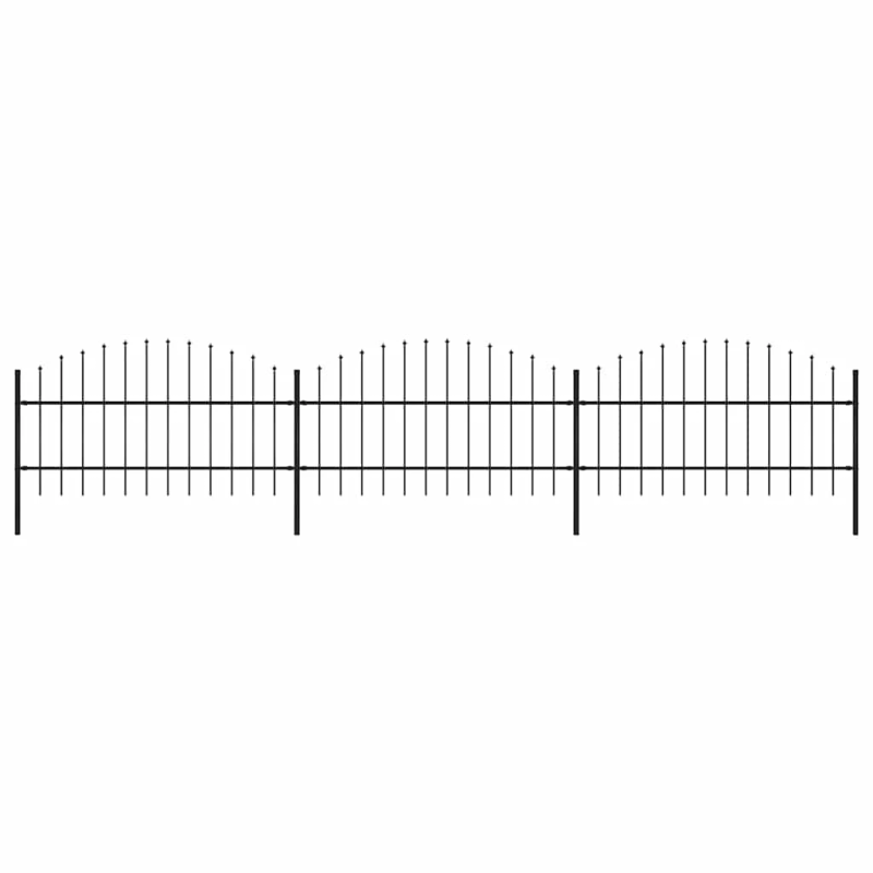 vidaXL dārza žogs ar šķēpu galiem, tērauds, 537x100 cm, melns