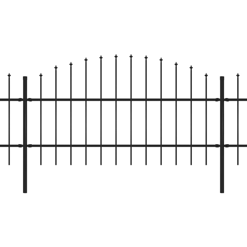 vidaXL dārza žogs ar šķēpu galiem, tērauds, 892,5x100 cm, melns