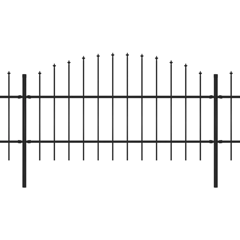 vidaXL dārza žogs ar šķēpu galiem, tērauds, 1070x100 cm, melns