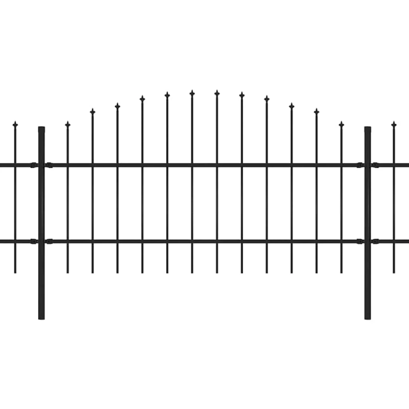 vidaXL dārza žogs ar šķēpu galiem, tērauds, 1248x100 cm, melns