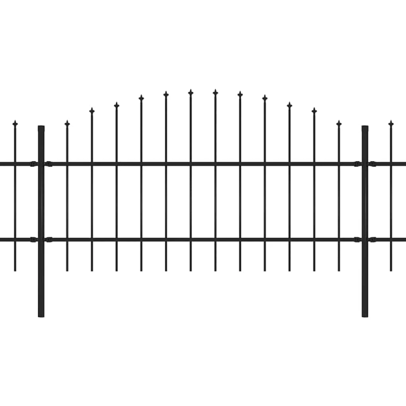 vidaXL dārza žogs ar šķēpu galiem, tērauds, 1426x100 cm, melns