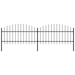 vidaXL dārza žogs ar šķēpu galiem, tērauds, 359x125 cm, melns