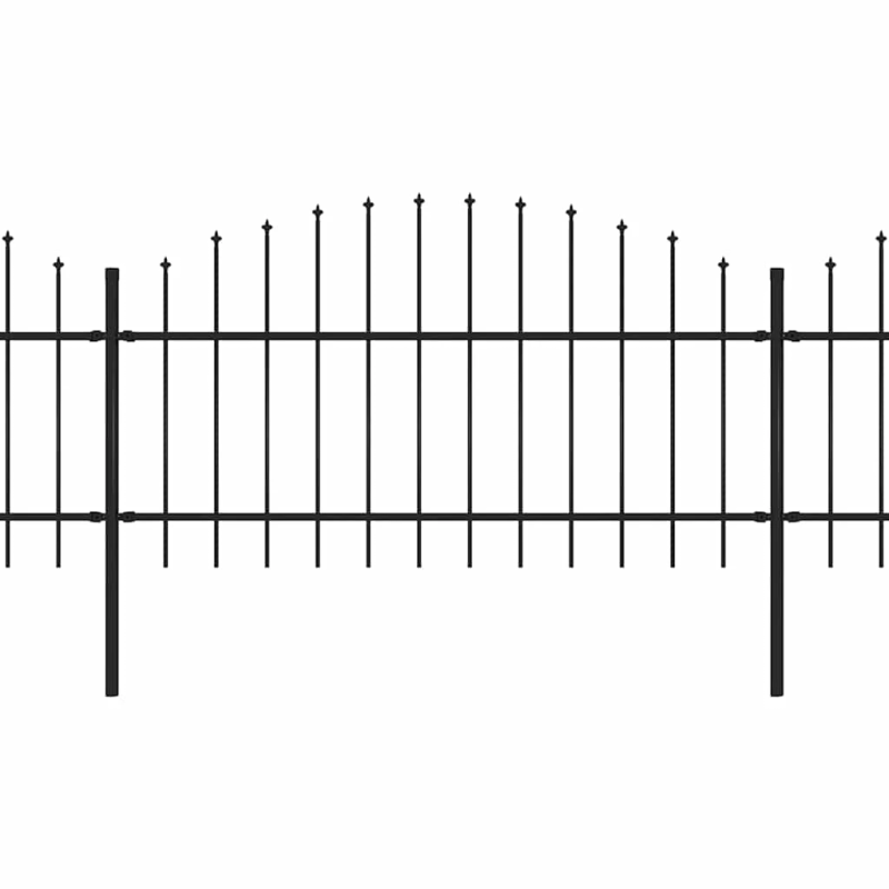 vidaXL dārza žogs ar pīķiem augšpusē, tērauds, ,1-1,25,x13,6 m, melns
