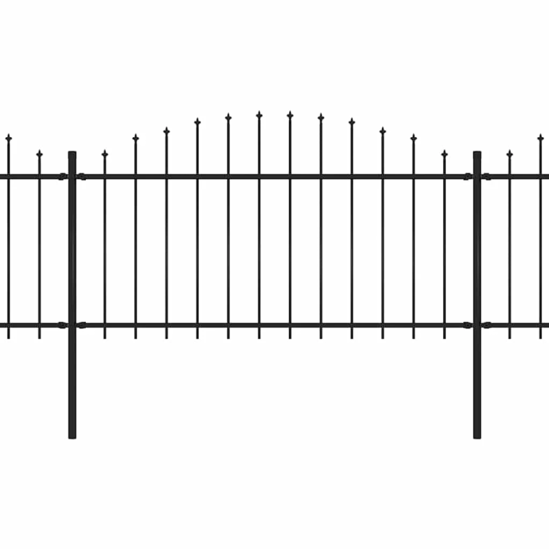 vidaXL dārza žogs ar šķēpu galiem, tērauds, 714,5x150 cm, melns