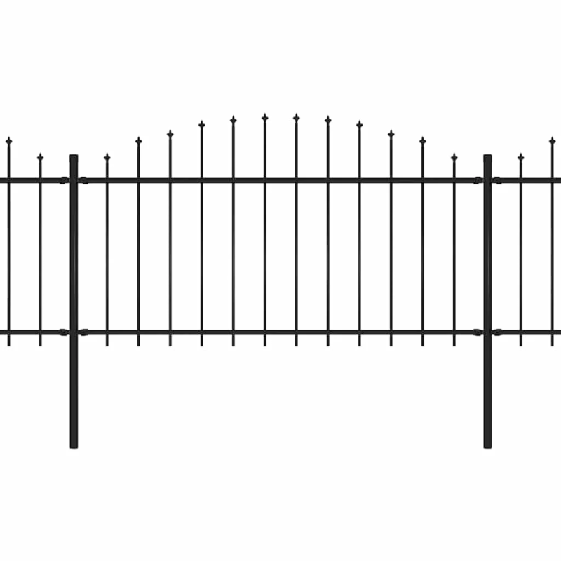 vidaXL dārza žogs ar šķēpu galiem, tērauds, 1603,5x150 cm, melns