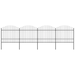 vidaXL dārza žogs ar šķēpu galiem, tērauds, 714,5x175 cm, melns