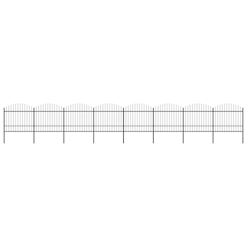 vidaXL dārza žogs ar šķēpu galiem, tērauds, 1426x175 cm, melns