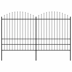 vidaXL dārza žogs ar šķēpu galiem, tērauds, 359x200 cm, melns