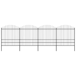 vidaXL dārza žogs ar šķēpu galiem, tērauds, 714,5x200 cm, melns