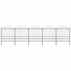 vidaXL dārza žogs ar šķēpu galiem, tērauds, 892,5x200 cm, melns